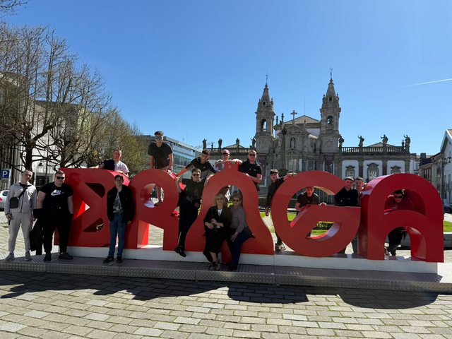 Group at the BRAGA letters in the city centre
